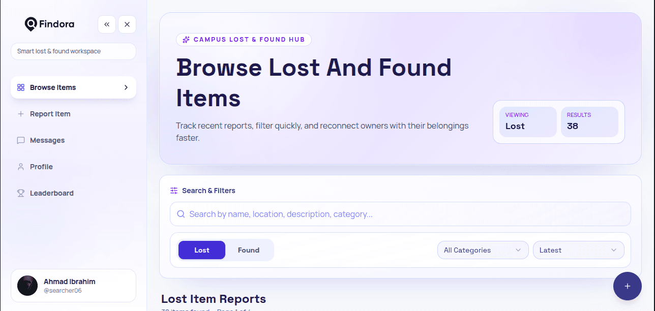 Findora dashboard preview
